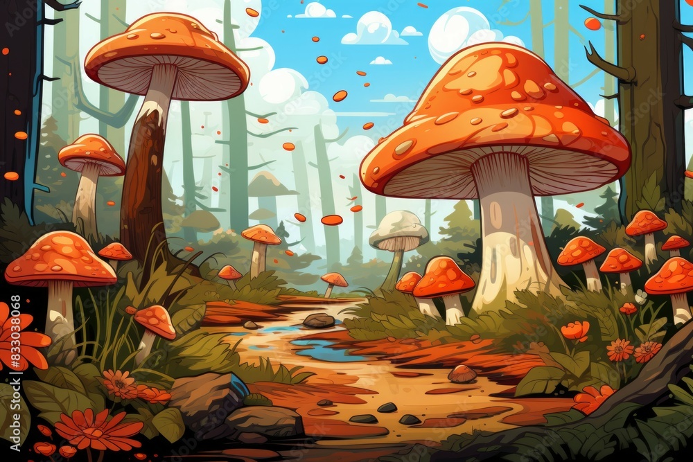 Wall mural Mushrooms and fungi - Generative AI