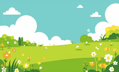 Fototapeta premium landscape with grass and flowers