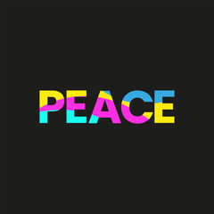 colorful PEACE word on black