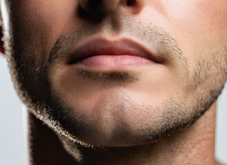 Obraz premium Male Chin with Thin Beard - Closeup