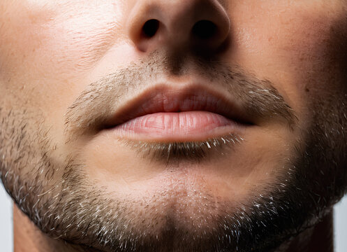 Male Chin with Thin Beard - Closeup