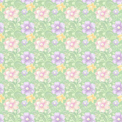 Floral variety color, form natural, seamless fabric pattern.