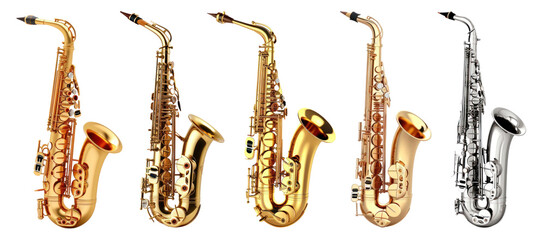 Naklejka premium Saxophone png cut out element set