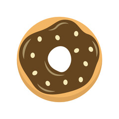 Sweet Donut Isolated on White Background. Cute Cartoon Design and Shapes. Vector Illustration.