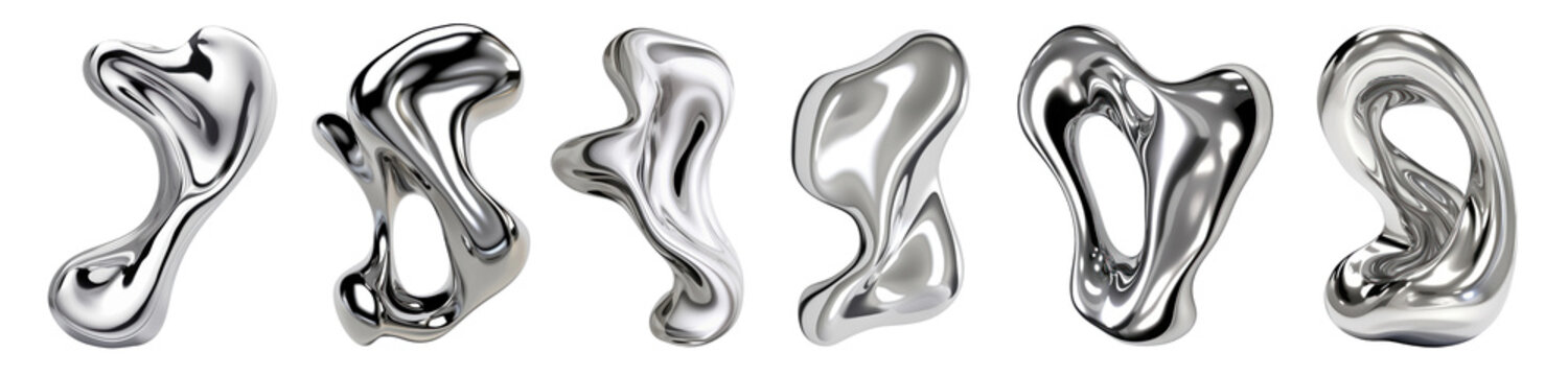 Chrome object png element set on transparent background