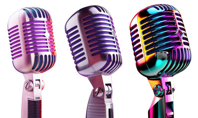 Vintage microphone png element set on transparent background