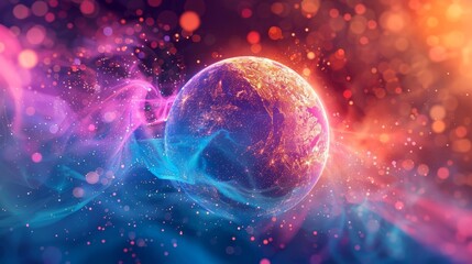 Fototapeta premium Environmental sustainability meeting, holographic globe