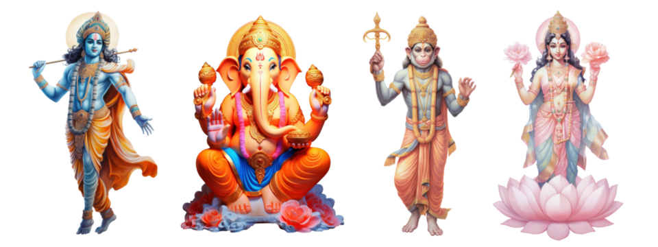 Hindu gods png element set on transparent background - Powered by Adobe
