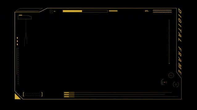 Sci-fi, digital, frame, FPS, status, meter, gold, black background