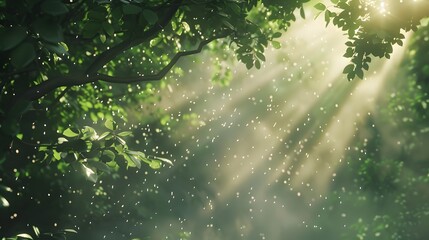 Fototapeta premium landscapes of soft sunlight filtering through tree branches in the morning