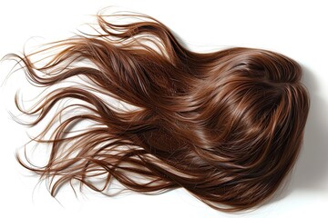 Naklejka premium Human brown hair isolated on white background