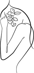 Female Body Continuous One Line Drawing. Elegant Woman Silhouette Black Sketch Line Art Illustration. Female Figure Abstract Minimal Silhouette for Fashion Modern Design. Vector EPS 10