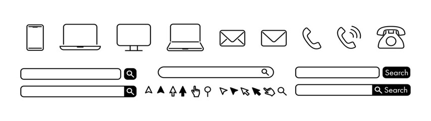 スマホ　パソコン　メール　電話　検索　アイコンイラスト