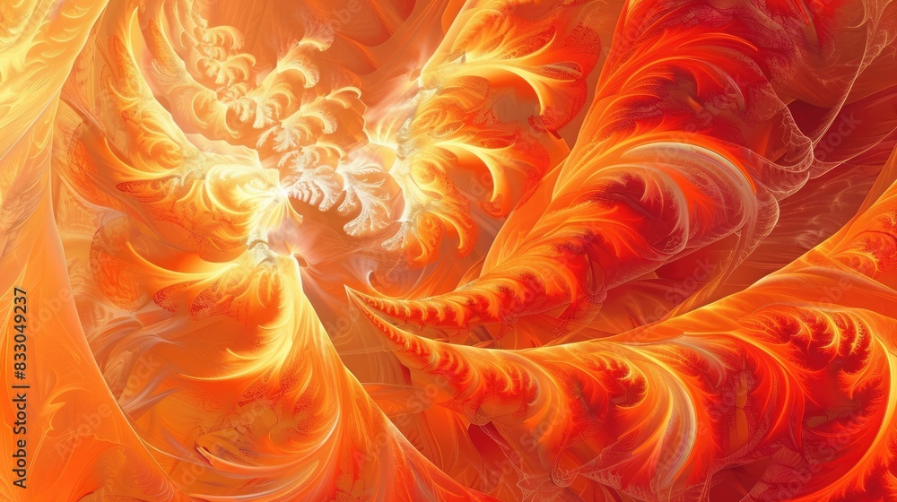 Aufkleber flame orange palette in raster fractal graphics abstract background