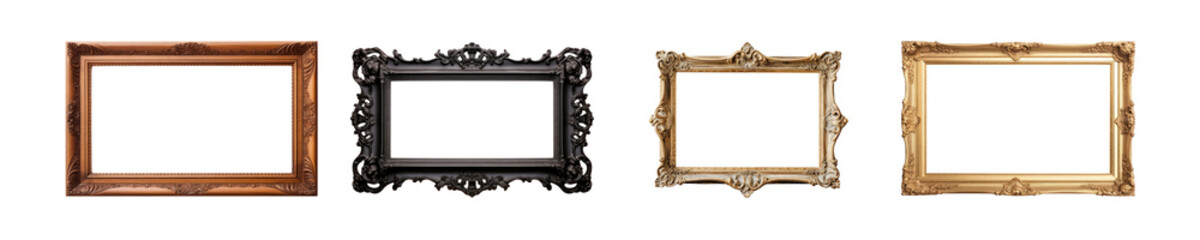 Picture frame png element set on transparent background