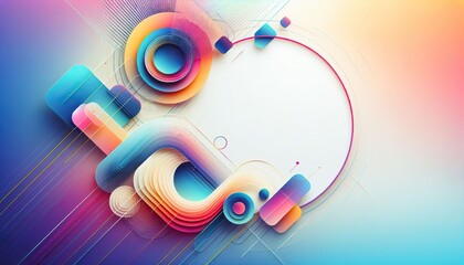Obraz premium Abstract vibrant geometric shapes and lines with gradient colors on modern background futuristic design
