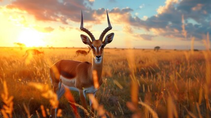 Impala antelope, aepyceros, in the South African savannah.