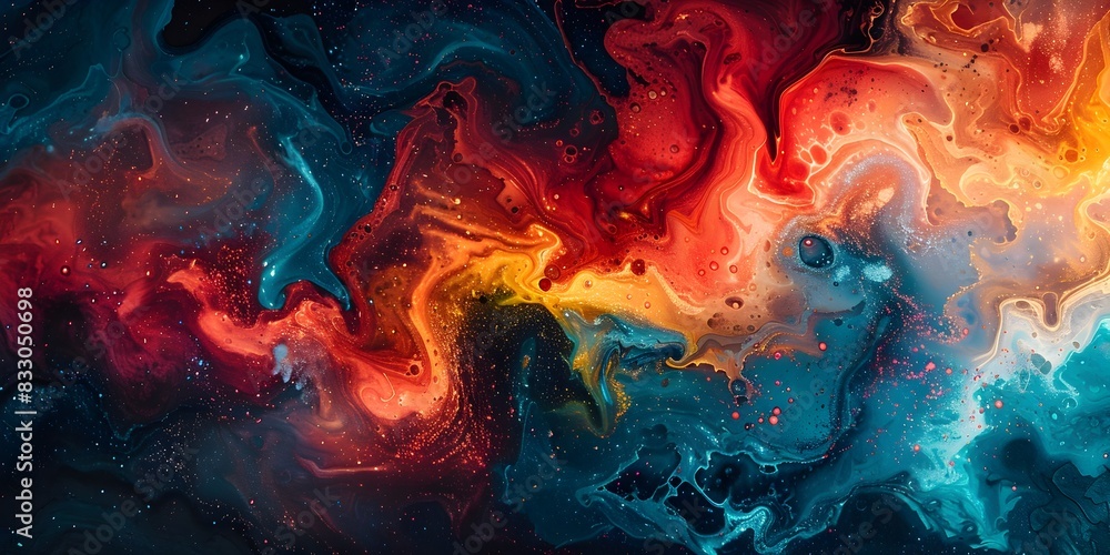 Poster captivating abstract art explosion of color and energy fluid visuals spark imagination and wonder