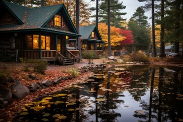 Fototapeta premium Cottages and cabins - Generative AI