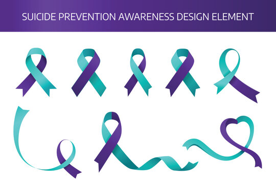 National suicide prevention month design template good for celebration. ribbon vector design. flat ribbon illustration. flyer design. eps 10.