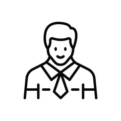 Black line icon for employee 