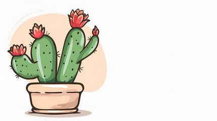 Cartoon Style Cactus Logo Illustration Aspect 16:9 Digital Art 