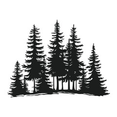 Obraz premium Pine trees silhouette vector