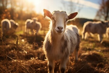 Naklejka premium Farm animals - Generative AI