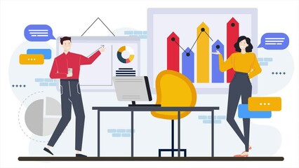 business and office daily activity illustration isolated. animated illustration.