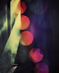 Abstract image featuring colorful bokeh lights and dramatic lighting creating a dreamy, mysterious atmosphere.