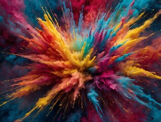 Fototapeta premium Colored powder explosion, abstract pattern. Holi paint color powder Colored powder explosion, abstract pattern. Holi paint color powder 