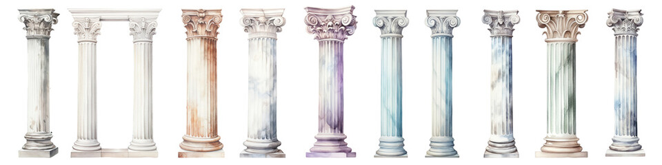 Naklejka premium Greek column png element set on transparent background
