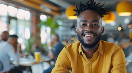 Fototapeta premium Successful Entrepreneur in Vibrant Coworking Space Celebrates Business Achievement