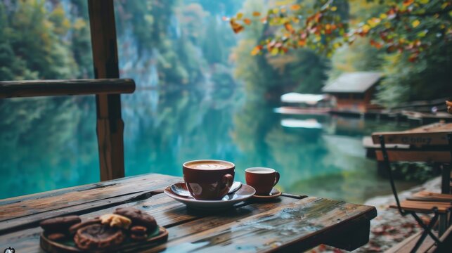 Photos of beautiful cafes or scenic locations perfect for enjoying a cup of coffee on the go.