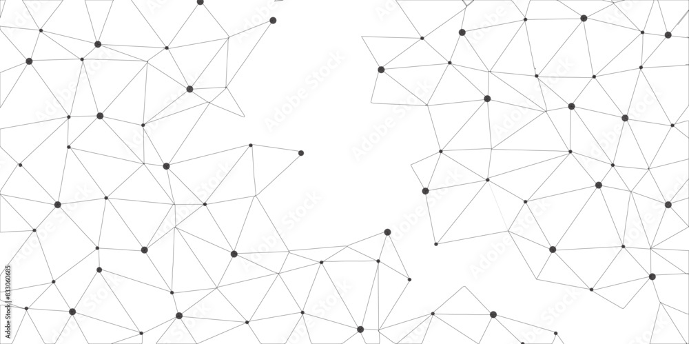 Aufkleber Abstract geometric background with connecting dots and lines with low poly triangle shapes. Polygonal Mesh Background Vector design digital technology concept Global network connection data structure.