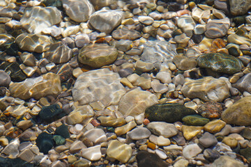 Pebbles under clear water