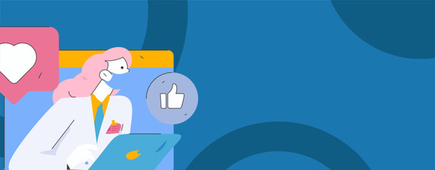 Flat vector illustration of business people operating work scene
