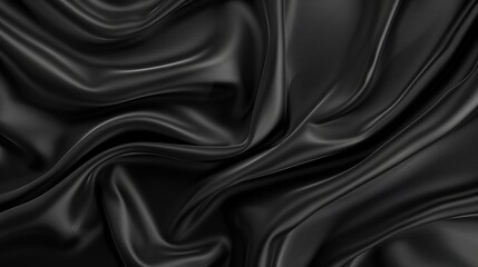 Obraz premium Black textures wallpaper. Abstract 4k background silk, smooth, waves pattern. Modern clean minimal backdrop design. Black and white high definition