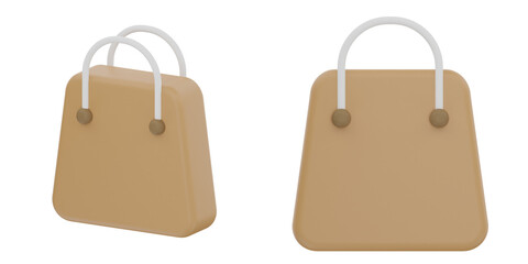 3d shopping bag. Marketing 3D Set. Transparent Background