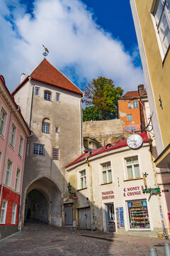 Gate of Pikk Jalg (Long Boot) street in Tallinn, Estonia