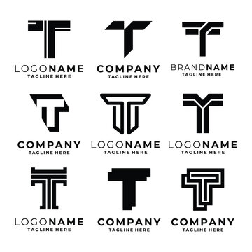 Set of T letter logo template vector
