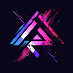 Modern synthwave logo for a tech company's developer platform, neon colors, abstract geometric shapes, dark background, futuristic design