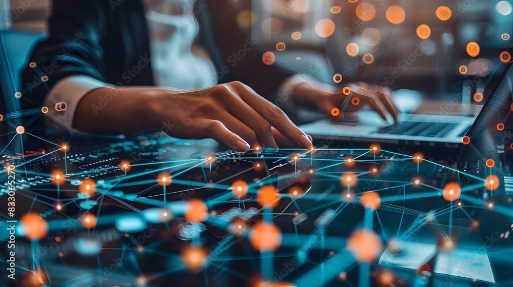 Poster secure blockchain powered financial analytics for modern business connectivity and digital communica