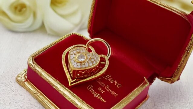 A very luxurious gold pendant in the shape of love