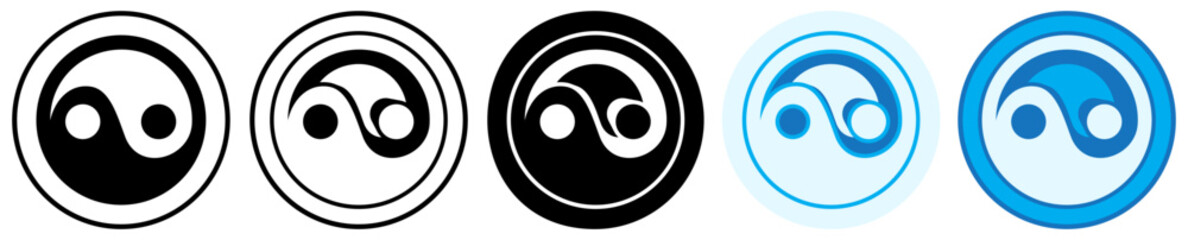 Fototapeta premium Set Trendy yin and yang Symbol icon pictogram vector illustration