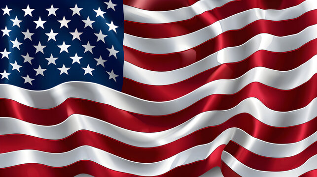 American flag waving in the wind, serving as a patriotic background. Suitable for national holidays, political events, and historic commemorations.