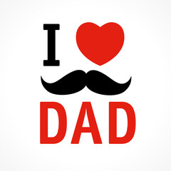 I love Dad, Happy Fathers day sticker design Father's Day special offer concept. Vector illustration