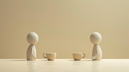 Discussion Over Coffee Two figures sitting at a table with coffee cups, representing informal meetings