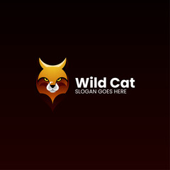 Vector Logo Illustration Wild Cat Gradient Colorful Style