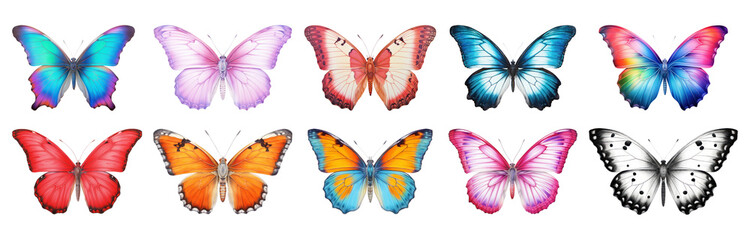 Butterfly png element set on transparent background
